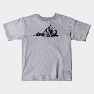 Rock Climbing Virginia Rock Climber State Map Climb VA Art Kids T-Shirt